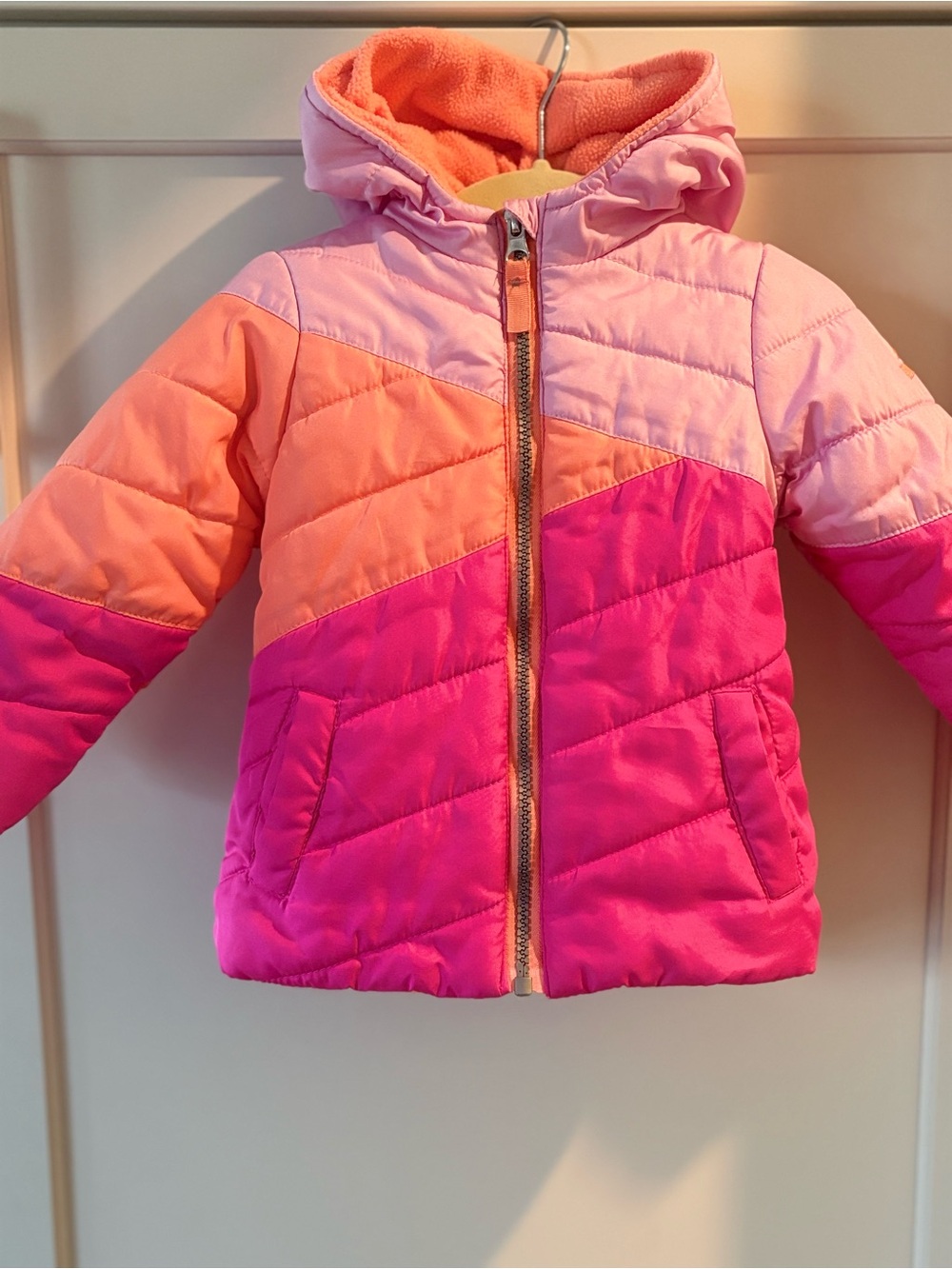 Pacific Trail Girls' Coral and Pink Colorblock Puffer Jacket